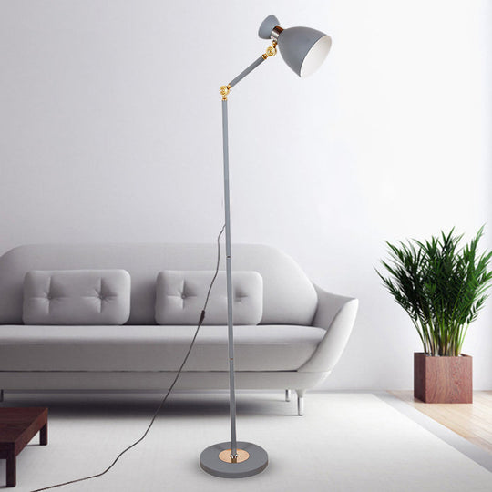 Macaron Metallic Flare Floor Lamp: Wide, Rotatable Arm, 1 Light, Black/Pink/White