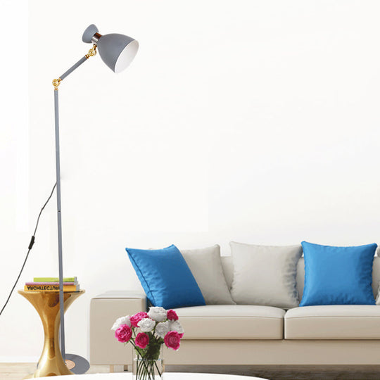 Macaron Metallic Flare Floor Lamp: Wide, Rotatable Arm, 1 Light, Black/Pink/White