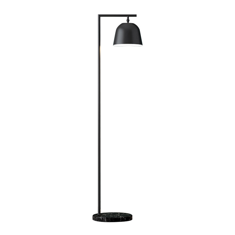 Modern Standing Metallic Floor Lamp in Black/Gold with Marble Base
