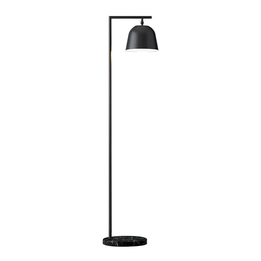 Modern Standing Metallic Floor Lamp in Black/Gold with Marble Base