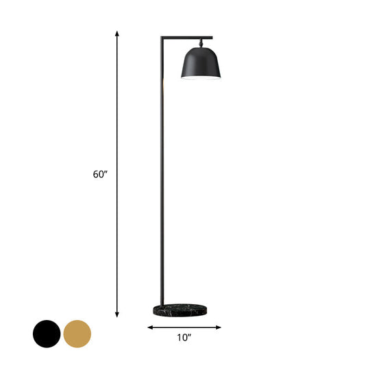 Modern Standing Metallic Floor Lamp in Black/Gold with Marble Base