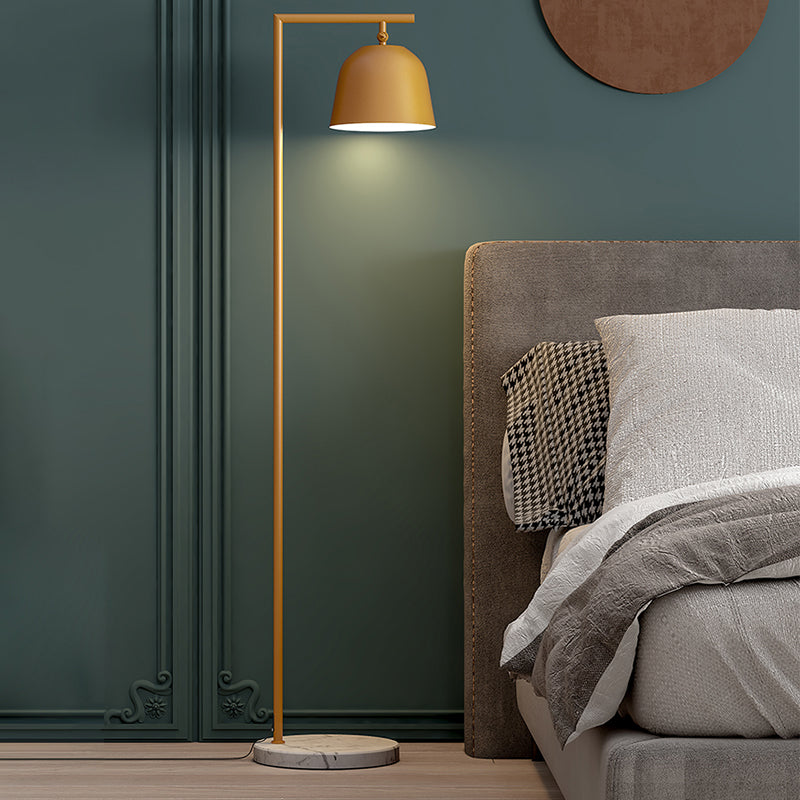 Modern Standing Metallic Floor Lamp in Black/Gold with Marble Base