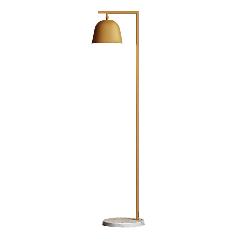 Modern Standing Metallic Floor Lamp in Black/Gold with Marble Base