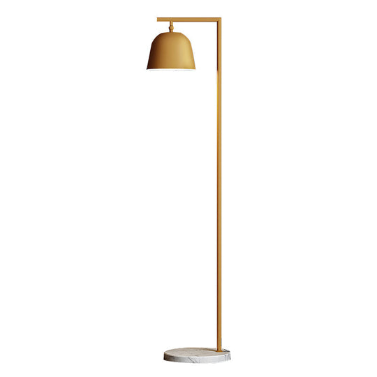 Modern Standing Metallic Floor Lamp in Black/Gold with Marble Base