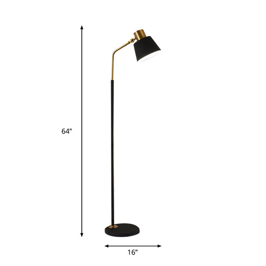 Small Barrel Black Floor Lamp with Modernist Metallic Stand – Ideal for Bedroom Lighting