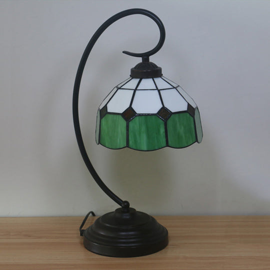 Baroque Orange/Blue/Yellow Cut Glass Task Table Lamp with Swirl Arm