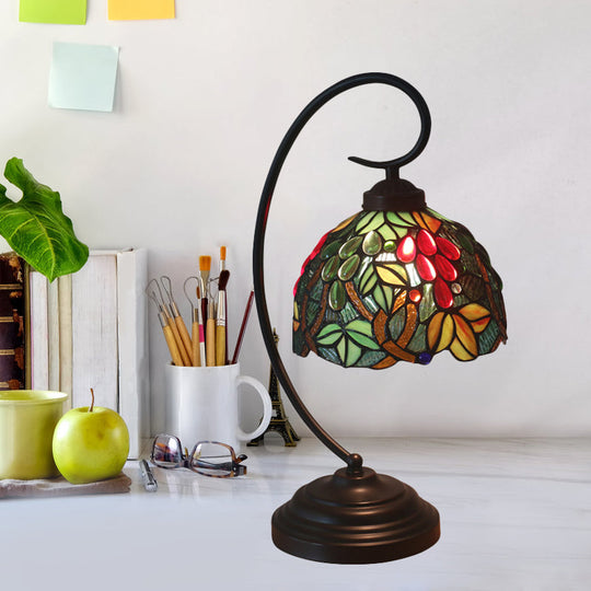 Victorian Grape Hand Cut Glass Night Lamp - Elegant and Compact Bedroom Light