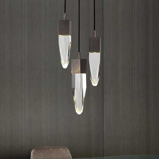 Modern Crystal Ceiling Light with Ice Block Design - Black Finish