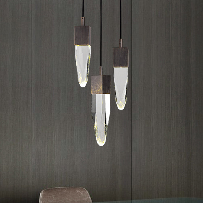 Modern Crystal Ceiling Light with Ice Block Design - Black Finish