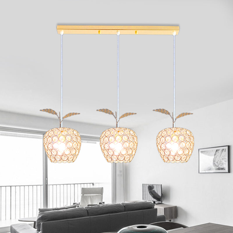 Modern Gold Crystal Pendant Cluster with Apple-Inspired Design - Perfect for Restaurant Ceilings