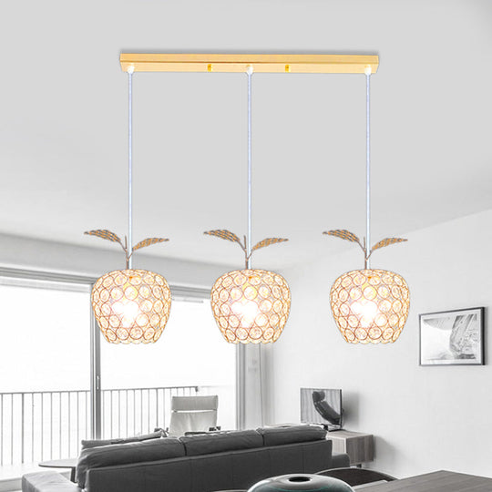 Modern Gold Crystal Pendant Cluster with Apple-Inspired Design - Perfect for Restaurant Ceilings