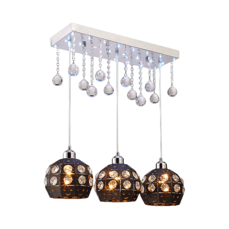 Modern Black Cluster Pendant Light with Crystal Accent