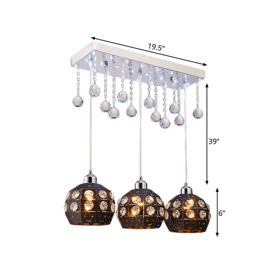 Modern Black Cluster Pendant Light with Crystal Accent