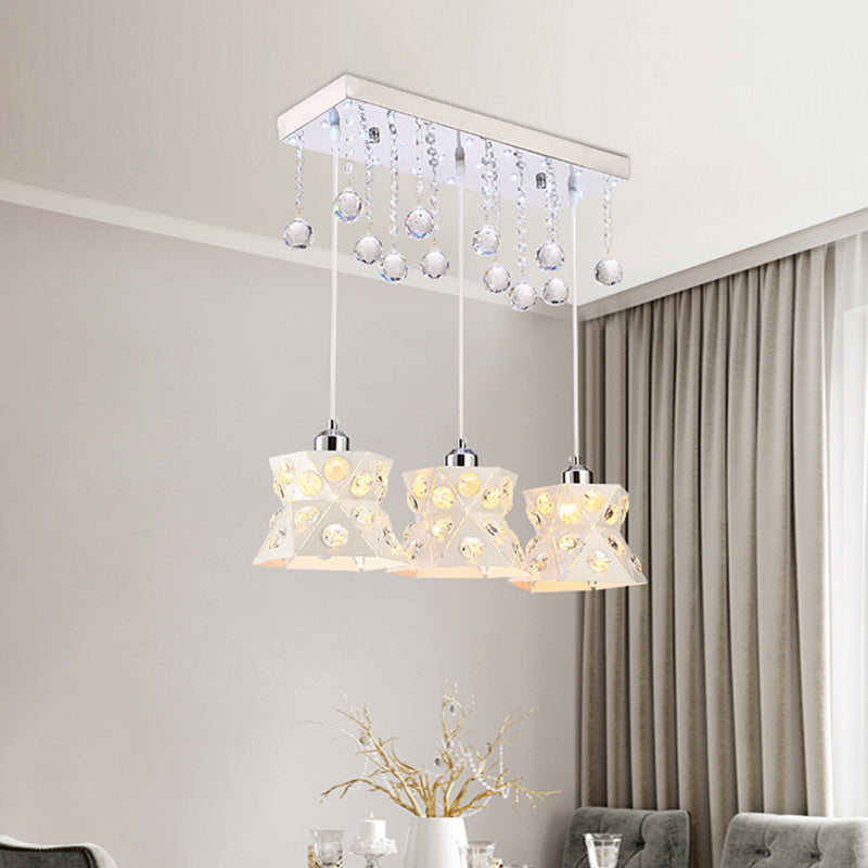 Modern White Iron 3-Bulb Suspension Lamp for Hourglass Restaurant