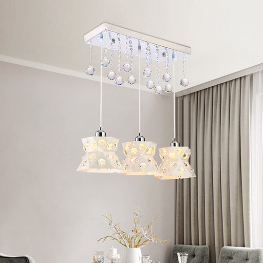Modern White Iron 3-Bulb Suspension Lamp for Hourglass Restaurant