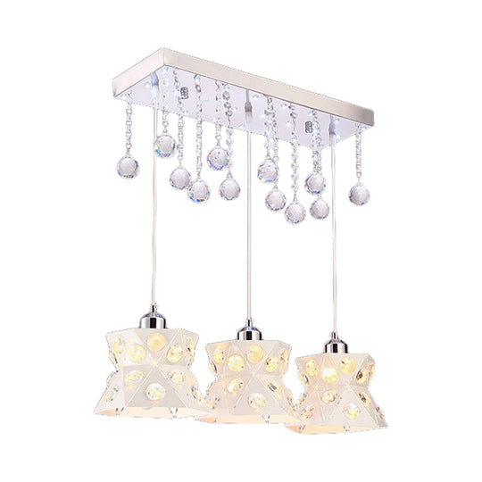 Modern White Iron 3-Bulb Suspension Lamp for Hourglass Restaurant