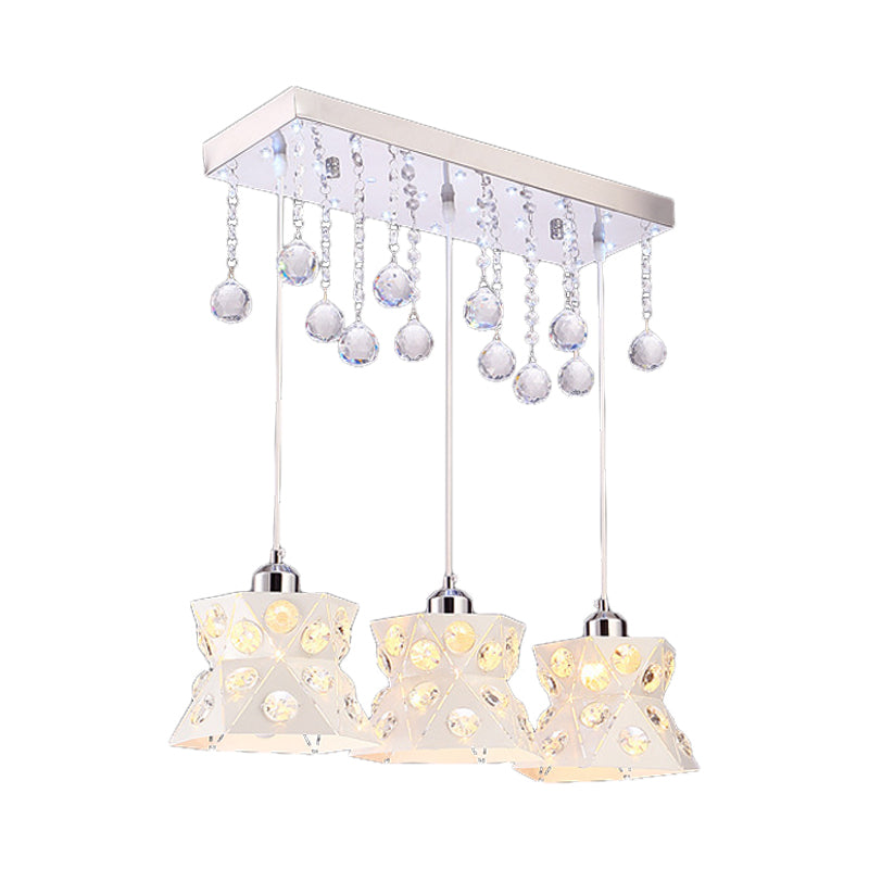 Modern White Iron 3-Bulb Suspension Lamp for Hourglass Restaurant