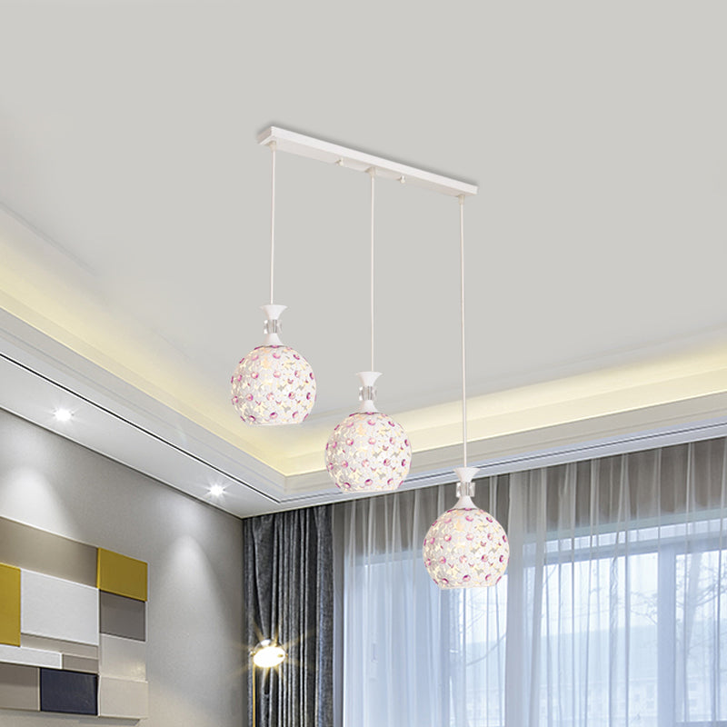 Modern 3-Light Iron Pendant Lamp with White Floret-Like Hanging Kit and Dome Design