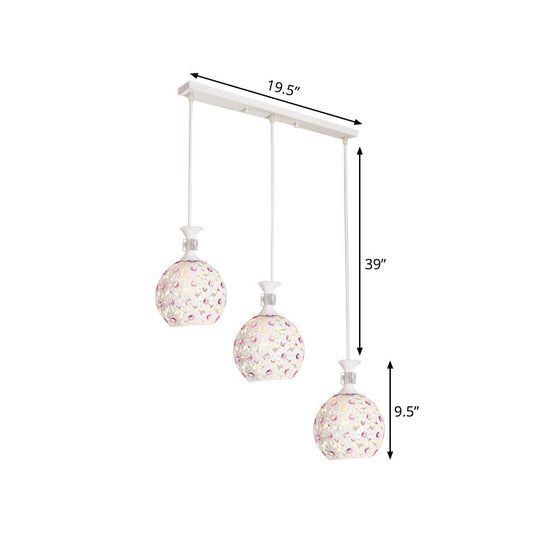 Modern 3-Light Iron Pendant Lamp with White Floret-Like Hanging Kit and Dome Design