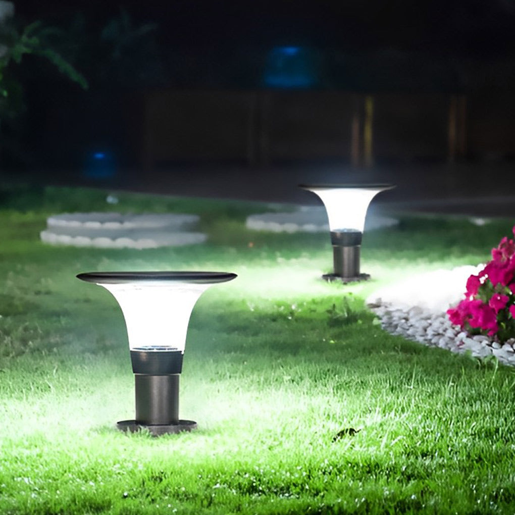 Round Dimmable LED Solar Fence Post Light Waterproof Outdoor Lamp