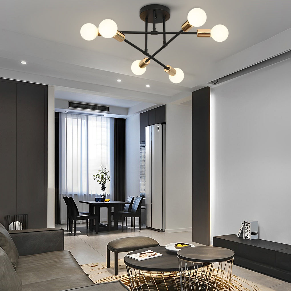 Elegant 6 Light Flush Mount LED Ceiling Light with E26 E27 Base