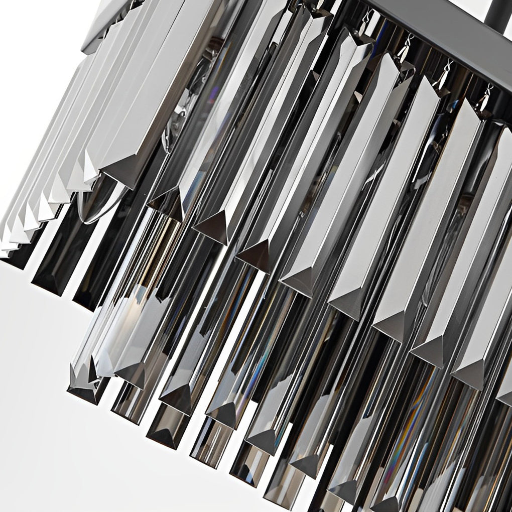 Rectangular Crystal LED 3-Step Dimming Smoke Gray Modern Chandelier