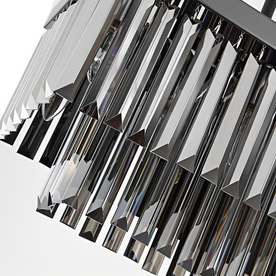 Rectangular Crystal LED 3-Step Dimming Smoke Gray Modern Chandelier