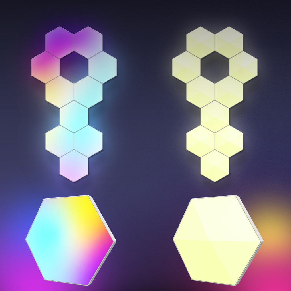 Hexagon Cellular Shaped RGBIC Smart Wall Lamp – Music Sync LED Panels