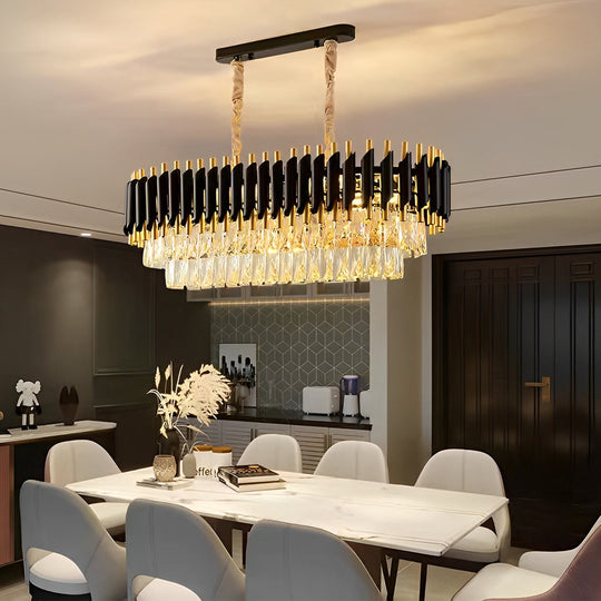 Round Oval Crystal Three Step Dimming Luxury Post Modern Chandelier