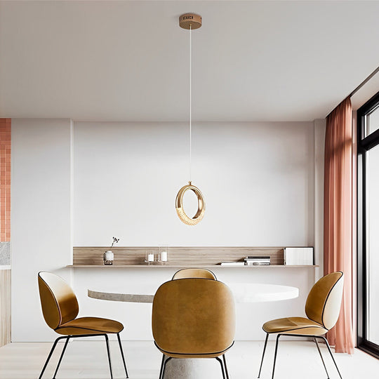 Ring Shaped LED Electroplated Metal Modern Pendant Light