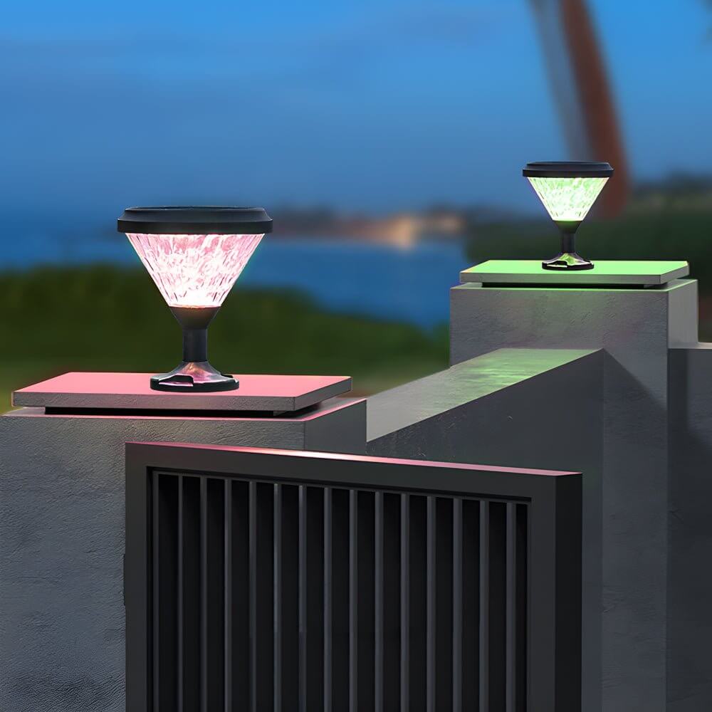 9-Inch Black Round LED Solar Post/Pier Light