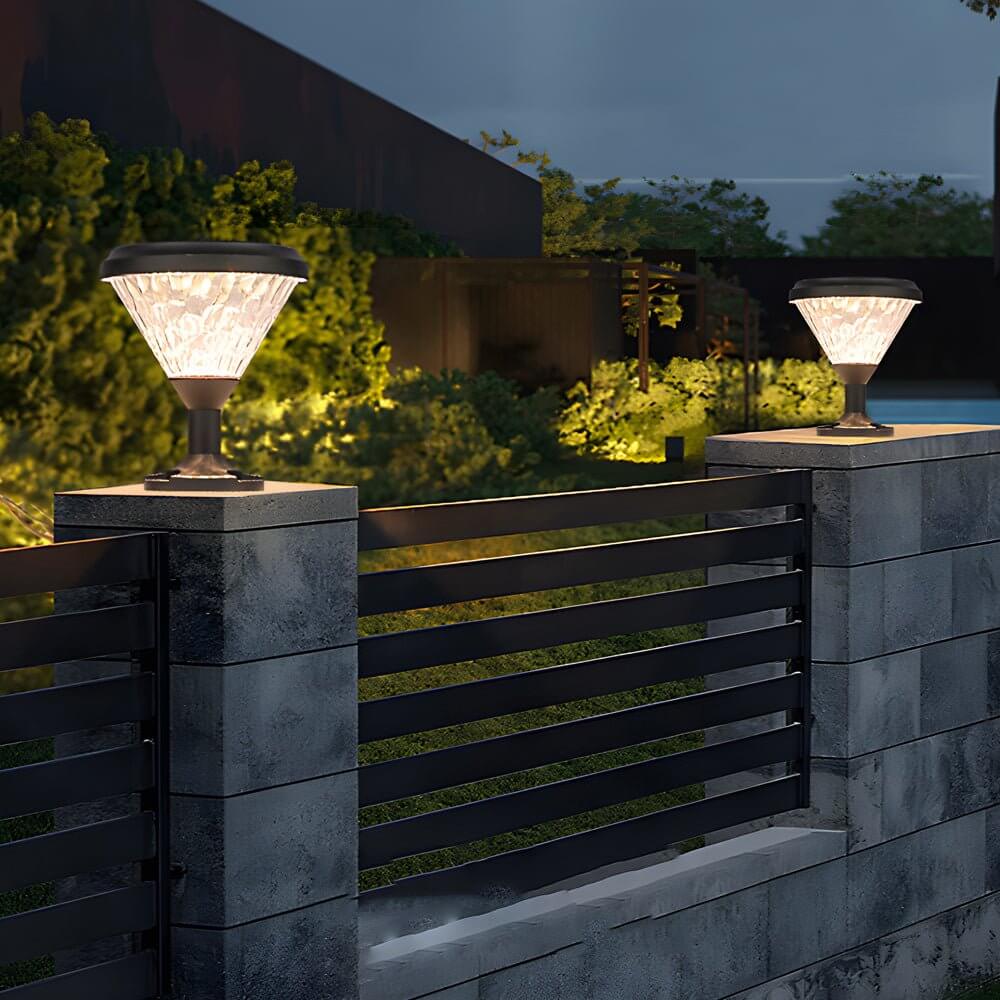 9-Inch Black Round LED Solar Post/Pier Light