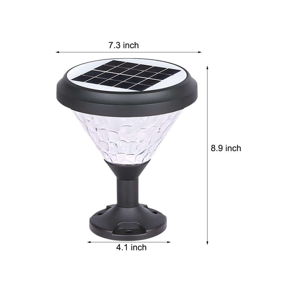 9-Inch Black Round LED Solar Post/Pier Light