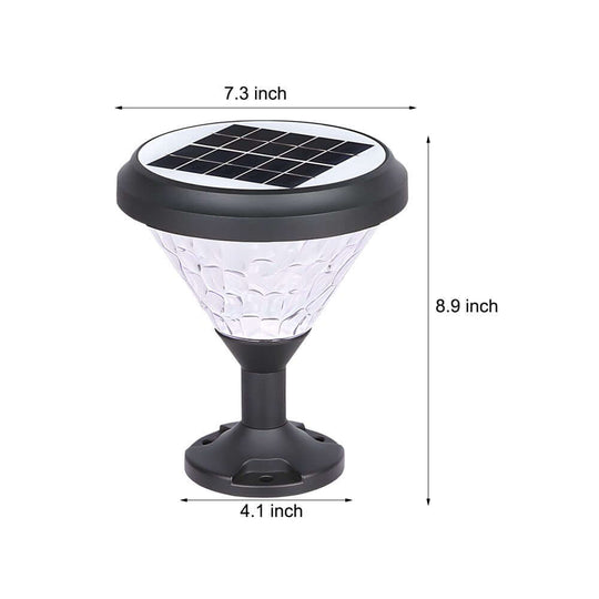 9-Inch Black Round LED Solar Post/Pier Light