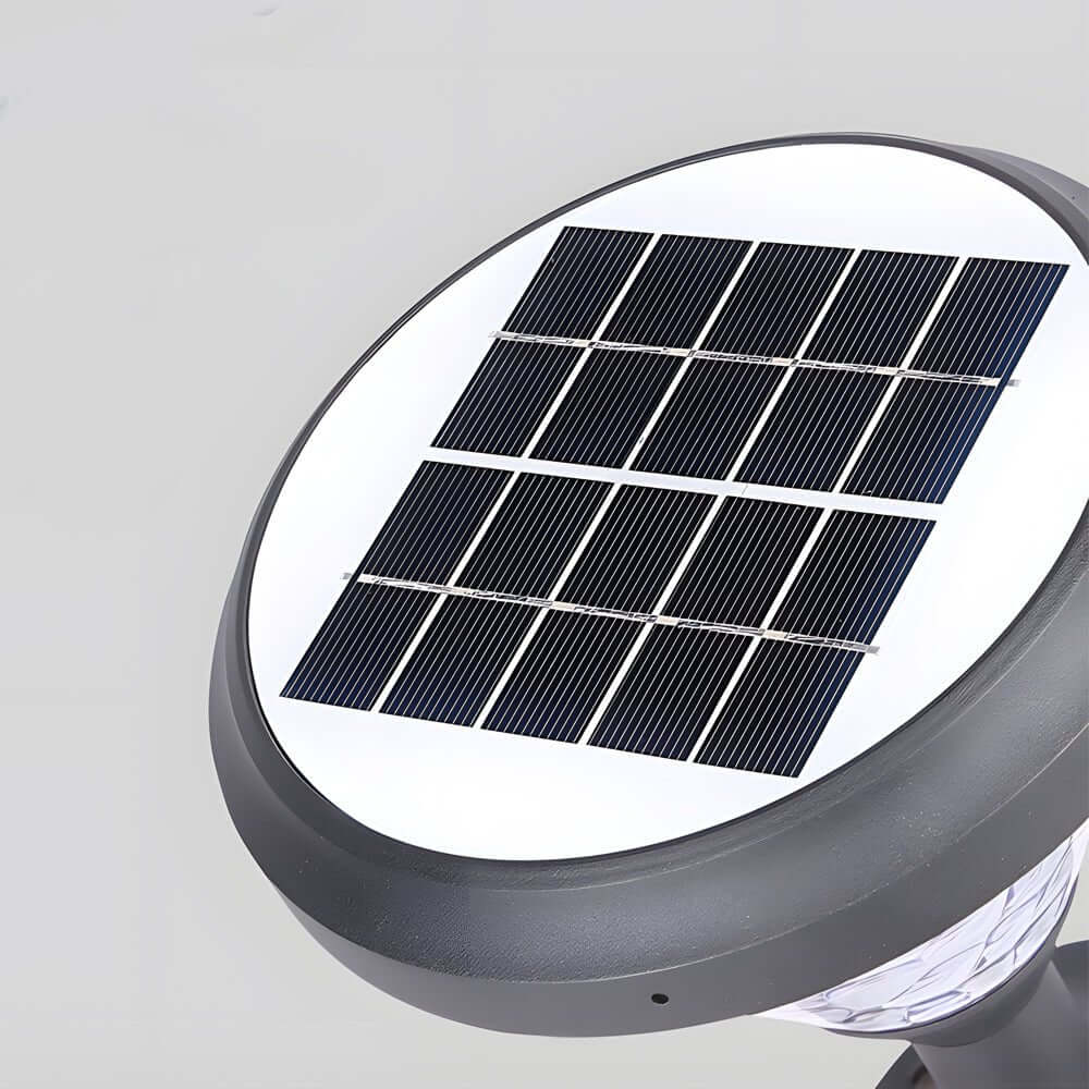 9-Inch Black Round LED Solar Post/Pier Light