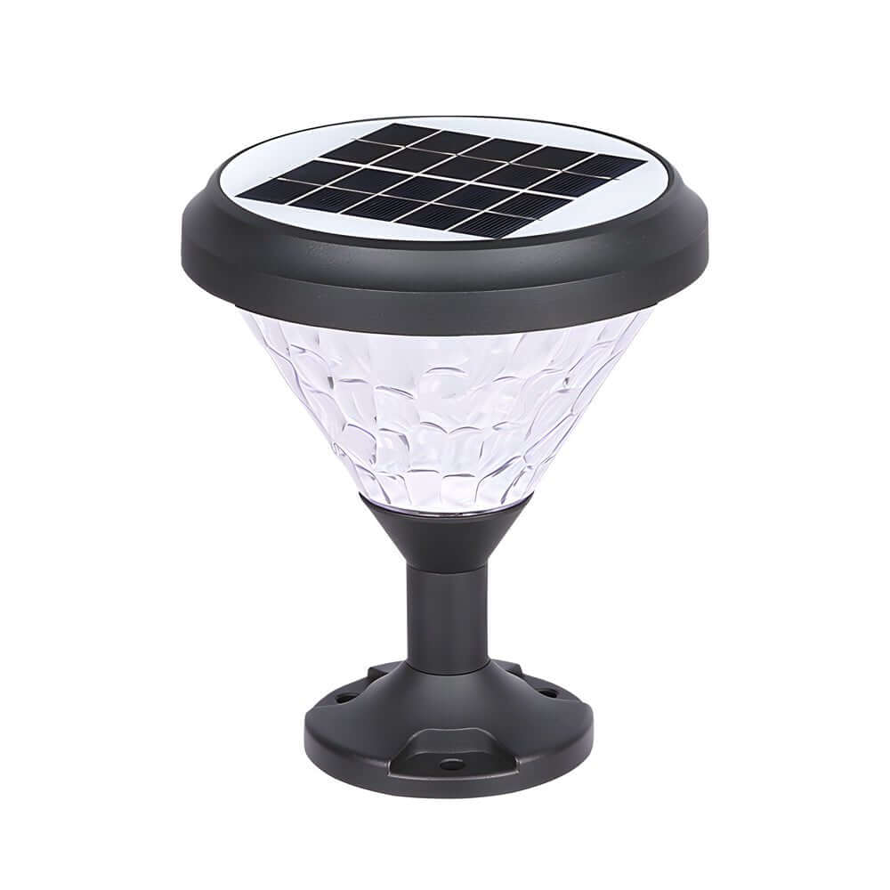 9-Inch Black Round LED Solar Post/Pier Light