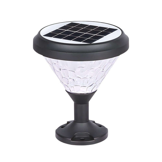 9-Inch Black Round LED Solar Post/Pier Light