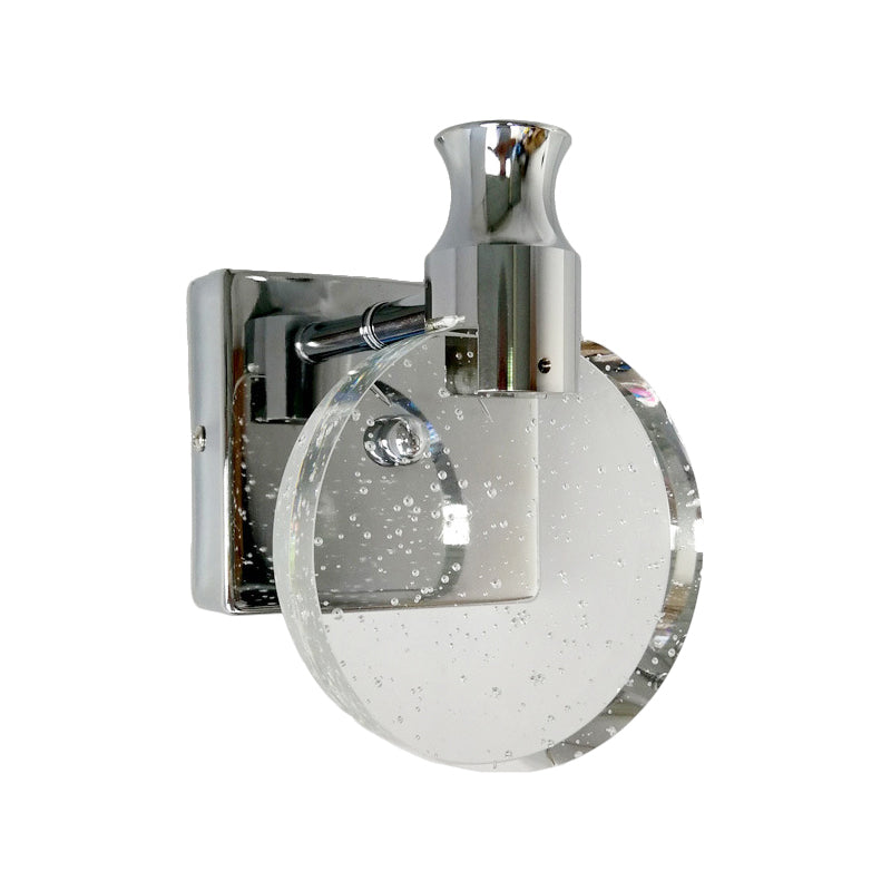 Contemporary Crystal LED Circle Wall Sconce Light for Living Room - Silver