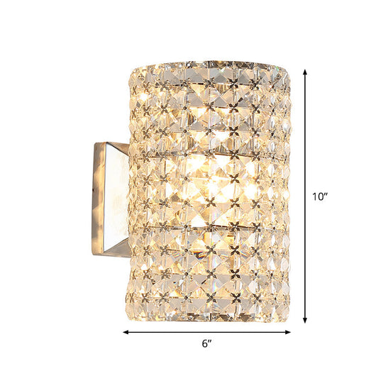 Minimalist Cylindrical Sconce Light Fixture with Clear Crystal Shade - Elegant Wall Lighting Idea