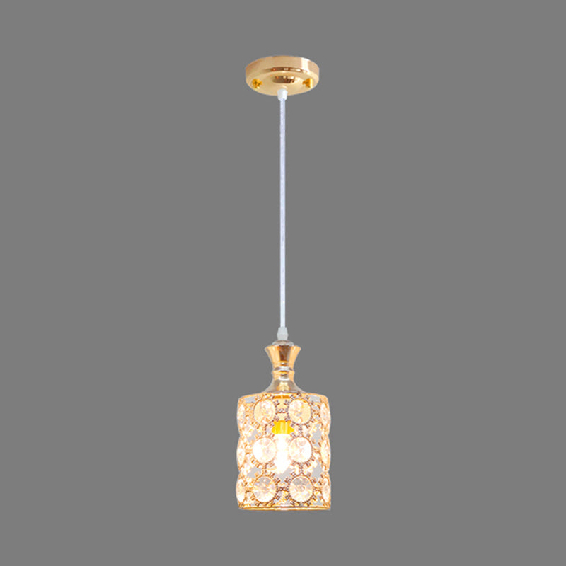 Sunflower Pendulum Light with Modern Crystal Embedded Design and 3 Layers in Gold for Restaurant Pendant Lighting
