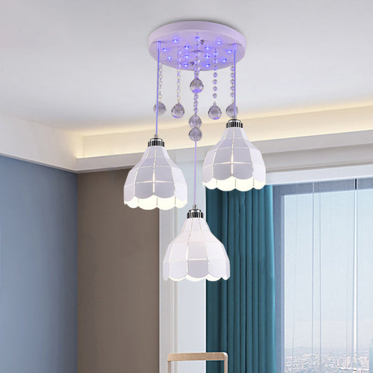 Sleek Metal Dome Pendant Light: Triple Bulb, White Finish - Ceiling Suspension Lamp