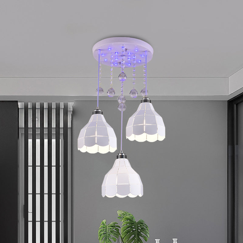 Sleek Metal Dome Pendant Light: Triple Bulb, White Finish - Ceiling Suspension Lamp