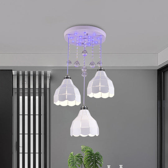 Sleek Metal Dome Pendant Light: Triple Bulb, White Finish - Ceiling Suspension Lamp