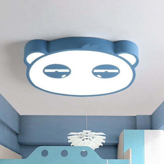 Kids Bedroom Cartoon LED Ceiling Light with Panda Shape, Acrylic Shade and Pink/Green/Blue Finish