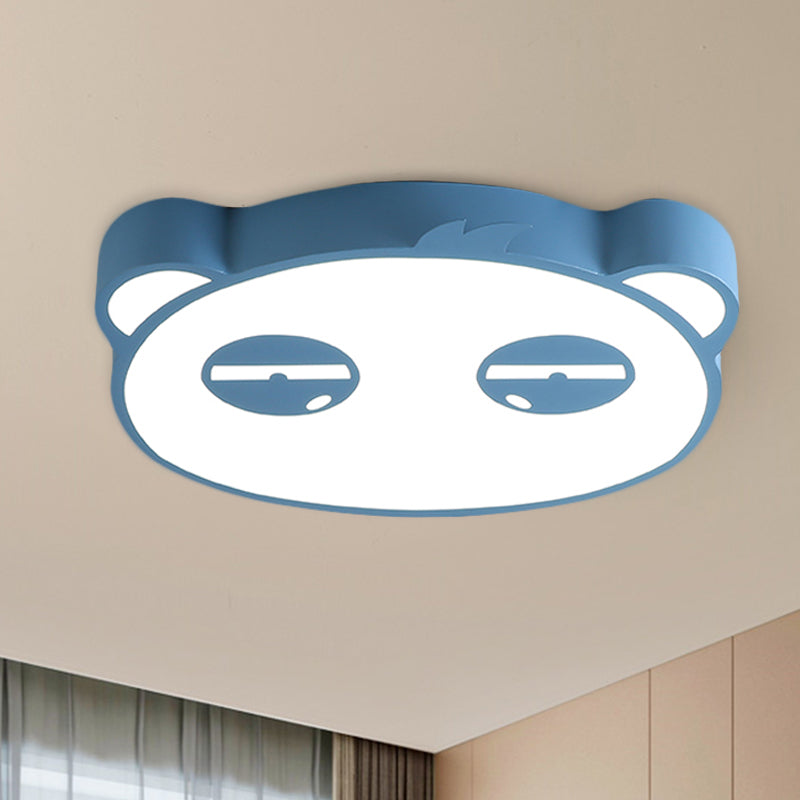 Kids Bedroom Cartoon LED Ceiling Light with Panda Shape, Acrylic Shade and Pink/Green/Blue Finish