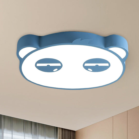 Kids Bedroom Cartoon LED Ceiling Light with Panda Shape, Acrylic Shade and Pink/Green/Blue Finish
