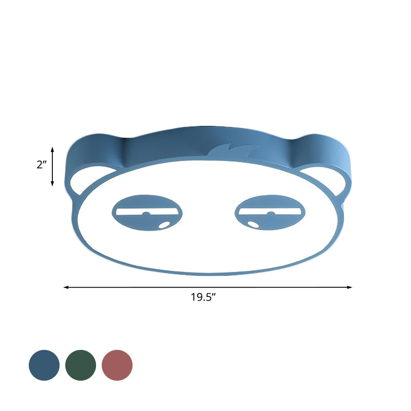 Kids Bedroom Cartoon LED Ceiling Light with Panda Shape, Acrylic Shade and Pink/Green/Blue Finish
