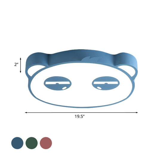 Kids Bedroom Cartoon LED Ceiling Light with Panda Shape, Acrylic Shade and Pink/Green/Blue Finish