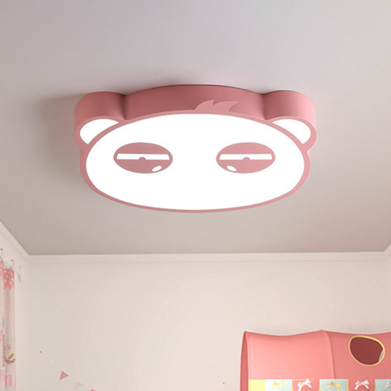 Kids Bedroom Cartoon LED Ceiling Light with Panda Shape, Acrylic Shade and Pink/Green/Blue Finish