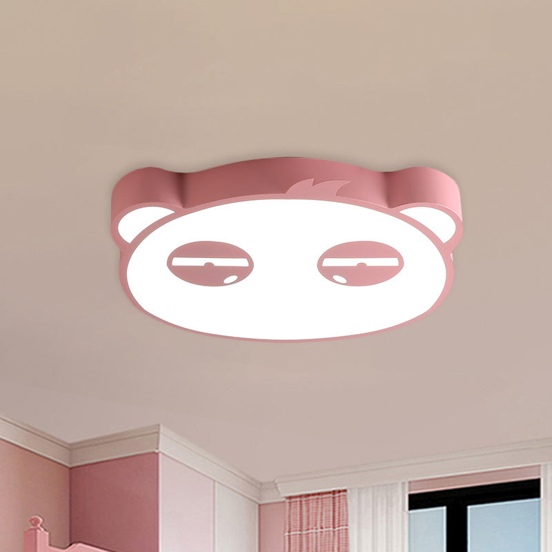 Kids Bedroom Cartoon LED Ceiling Light with Panda Shape, Acrylic Shade and Pink/Green/Blue Finish